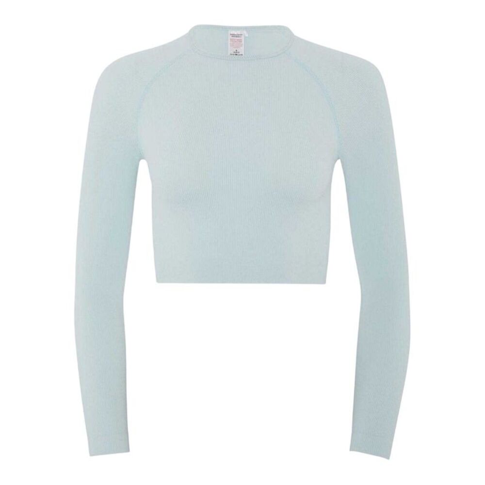 HIIT Womens/Ladies Ribbed Slim Crop Sweatshirt / Light Blue